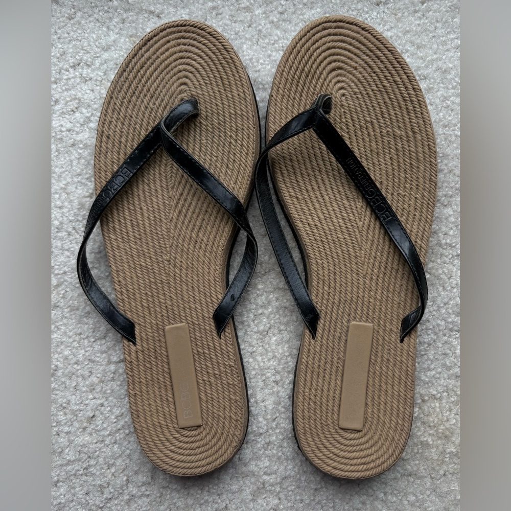 BCBG Black & Tan and white & tan Sandals